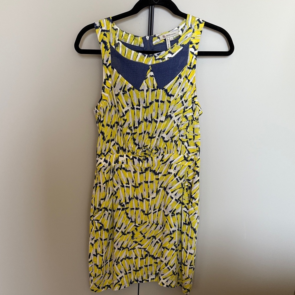 BCBGeneration Yellow Blue Sleeveless Tank Mini Dress
